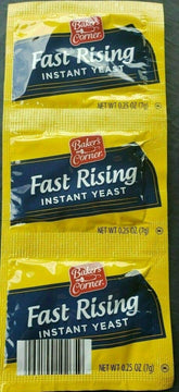 Baker's Corner Rapid Rise yeast strip ready to use for quick dough rise.