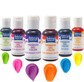 Bakery Crafts neon pink gel color bottles for bold cake decorating.