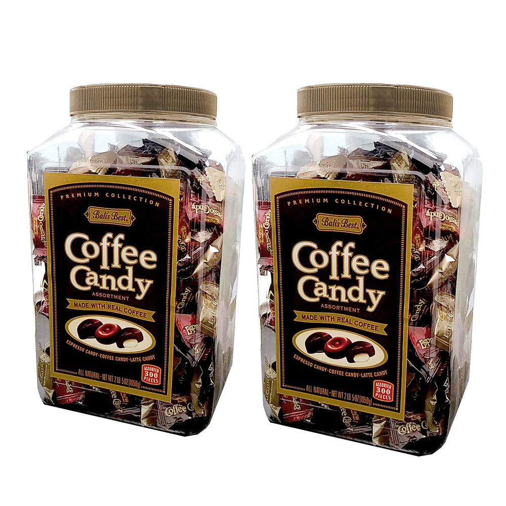 Bali's Best coffee candy jar front, a premium portable caffeine boost for busy days.
