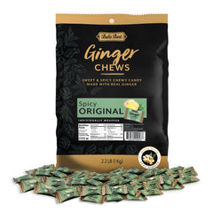 Bali's Best Ginger Chews front packaging shows spicy original flavor for on-the-go enjoyment.