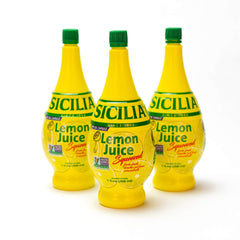 BANRIN Sicilia Lemon Juice bottles on counter brighten recipes with fresh lemon notes.
