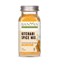 Banyan Botanicals Kitchari Spice Mix jar for gut-friendly meals.