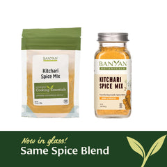 Banyan Botanicals turmeric powder accent in spice mix for golden color.