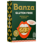 Banza Brown Rice Elbows pack shot highlighting premium ingredients for versatile meals