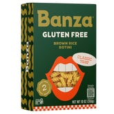 Banza Brown Rice Rotini packaging front highlights premium ingredients for easy weeknight meals.