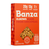 Banza Elbows pasta bowl ready to serve, highlighting protein and gluten-free recipe