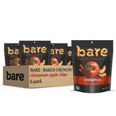 Bare Baked Crunchy Apples Cinnamon pack front with six resealable bags for easy on-the-go snacking.