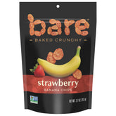 Bare Baked Crunchy Banana Chips in Strawberry Banana bag showing gluten-free, crave-worthy snack