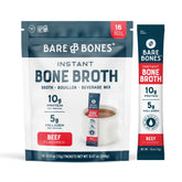 Bare Bones beef bone broth instant packet packaging for on-the-go protein boost