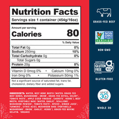 Bare Bones bone broth gels cold, signaling gelatin-rich texture and quality.