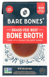 Bare Bones Beef Bone Broth Classic bottle shows 10g protein per serving for a rich base