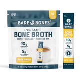 Bare Bones lemon ginger bone broth packets for convenient on-the-go nourishment.