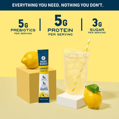 Bare Bones Lemonade Elevated Drink Mix dissolves quickly in water for a crisp sip.