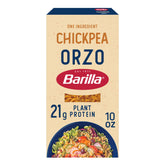 Barilla Chickpea Orzo pack-8 box showing a gluten-free pasta option for meals