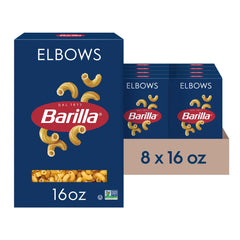 Barilla Elbows Pasta box 8-pack on kitchen counter for quick family meals