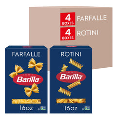 Barilla farfalle pasta box front showing authentic shape and al dente potential.