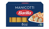 Barilla Manicotti box front shows premium durum wheat for al dente results
