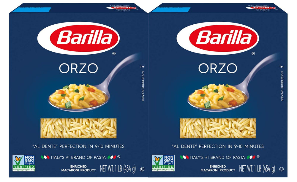 Barilla Orzo pasta in a dry pack, versatile and quick to prepare.