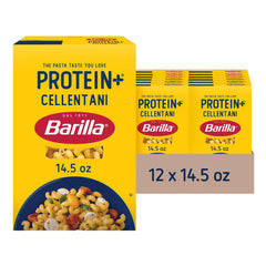 Barilla Protein+ Cellentani box on counter ready for a family meal