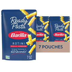 Barilla Ready Pasta Rotini microwavable in 60 seconds for quick meals.