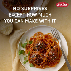 Barilla red lentil pasta variety pack boxes arranged on kitchen counter.