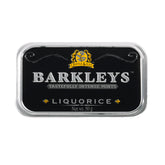 Barkleys Liquorice Breath Mints tin close-up for fresh breath on the go.