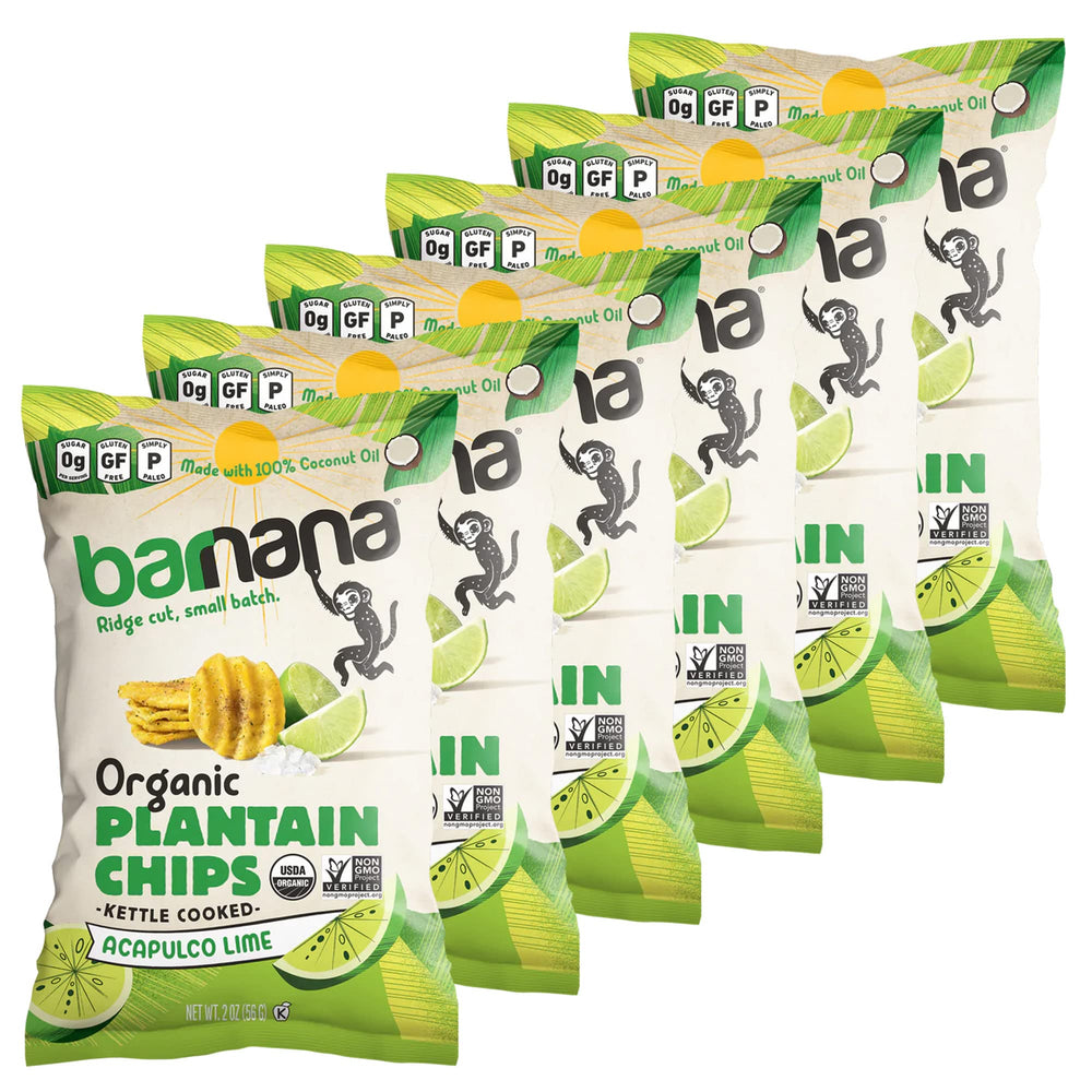 Barnana Acapulco Lime Plantain Chips bag highlighting bold flavor for snacking
