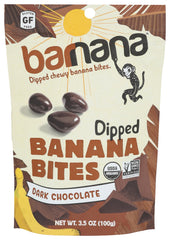Barnana Dipped Banana Bites dark chocolate close-up showing glossy coating and moist center for a satisfying snack
