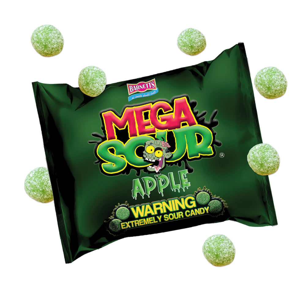 Barnetts Mega Sour Apple bag hero, ideal for party bags and gifting.