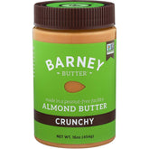 Barney Butter Crunchy Almond Butter jar showing texture, ideal for spreading on toast