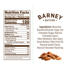 Barney Butter snack pack opened showing smooth chocolate almond spread.