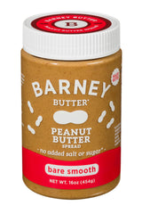 Barney Butter Smooth Peanut Butter jar showing creamy texture for easy spreading.