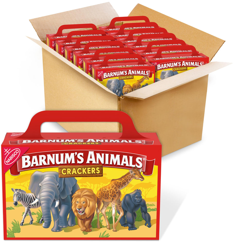 BARNUM'S Animal Crackers bulk boxes arranged for sharing and lunchbox use