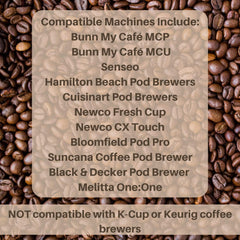 Steaming cup of Baronet Decaf Colombian highlighting smooth aroma.