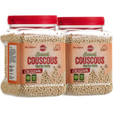 Baron's Original Israeli couscous toasted pasta in a bowl; chewy texture for salads.