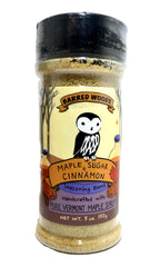 Barred Woods Maple Cinnamon Sugar jar shows pure Vermont maple flavor for easy topping and baking.