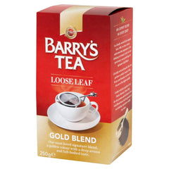 Barry's Gold Blend loose leaf tea in a cup with a bright golden infusion and refreshing aroma.