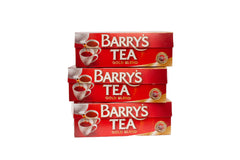 Barry's Tea Gold Blend 80ct 3-Pack tea bags closeup, vibrant tags signaling rich flavor potential