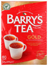 Barry's Tea Gold Blend tea bags in a front view for a bright morning cup.
