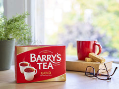 Close-up of Barry's Tea Gold Blend leaves, promising rich flavor