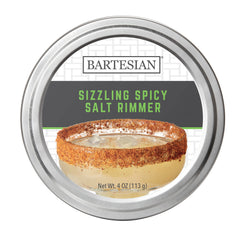 Bartesian Sizzling Spicy Salt Rimmer edge showing fiery rim on a margarita glass, enhancing presentation.
