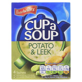 Batchelors Cup a Soup Creamy Potato & Leek pack shot highlighting quick meal option.