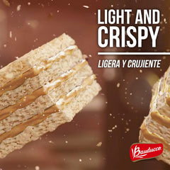 Bauducco wafers crisp texture close-up highlighting a delicate bite.