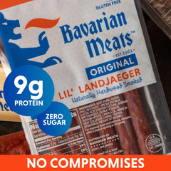 Bavarian Meats Lil' Landjaeger ideal hiking snack, gluten-free and protein-rich.