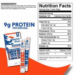 Lil' Landjaeger sticks shown as a convenient hiking snack with portable protein.