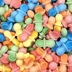 Bayside Candy Pacifiers candy close-up showing mixed fruit flavors for a tangy snack moment.