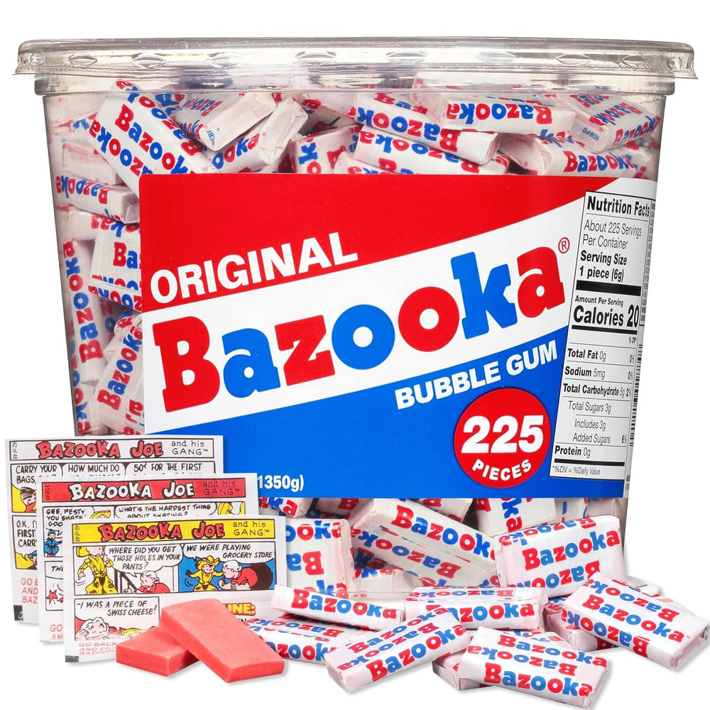 Bazooka Bubble Gum bulk tub front view for sharing moments