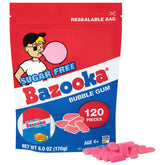 Bazooka bubble gum pellets in a resealable bag for easy sharing at gatherings.