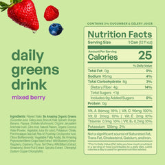 Be Amazing Greens Drink pour of Mixed Berry for quick on-the-go energy