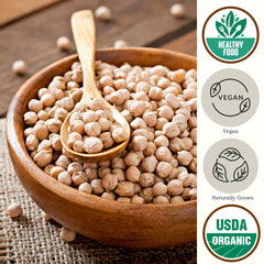 Be Still Farms chickpeas in soup or stew for hearty, fiber-rich meals.